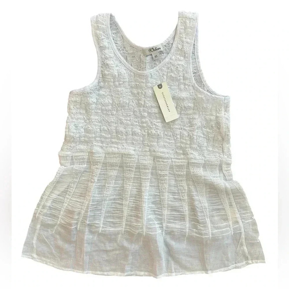 NWT Anthropologie Wolven Babydoll Tank Blouse White Gauze Textured XS - Picture 1 of 6